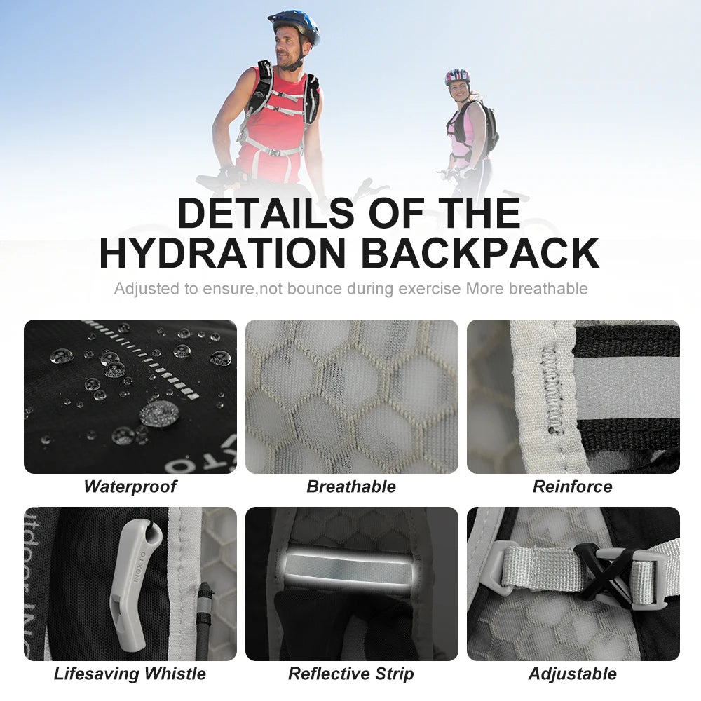 INOXTO lightweight men's and women's hydration backpack 15L, cycling backpack, off-road motorcycle mountaineering trail running