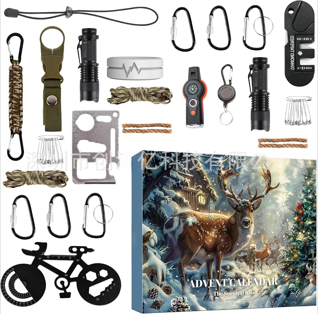 Survival Kit Advent Calendar 2024,Survival Tool Mens Advent Calendar,Survival Kit Christmas Advent Calendar for Climbers Anglers