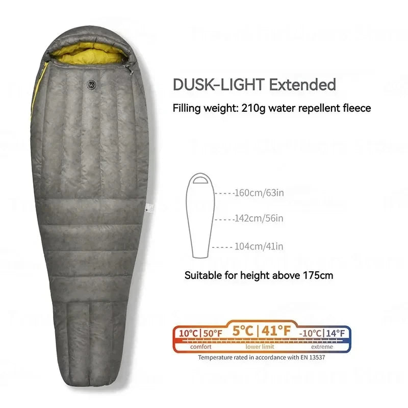 AEGISMAX DUSK Series Sleeping Bag Upgrade 7D Nylon 800FP Ultra Dry Down Pro Ultralight Sleeping Bag Camping Hiking for Men & Wom