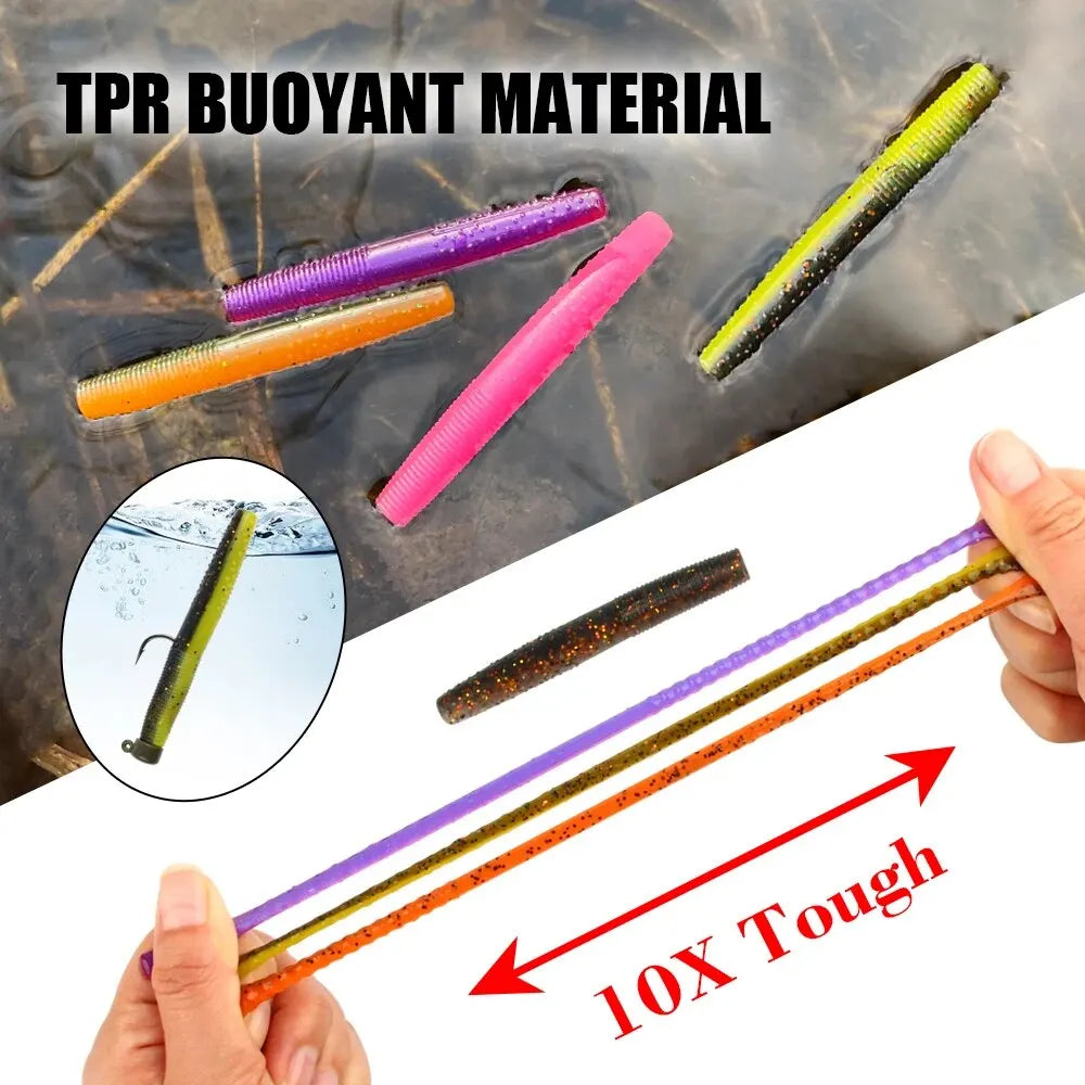Spinpoler Fat Worm Soft Bait Senko Artificial Swimbait Fishing Lure Ned Rig Wacky Hook TPR Floating Dropshot Weightless Tackle
