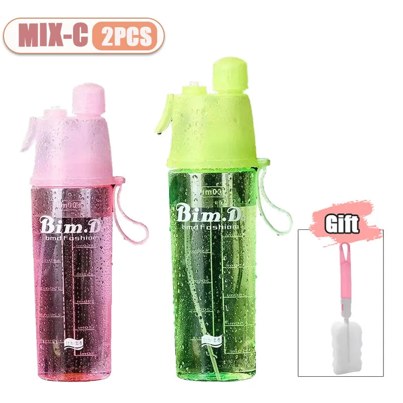 1/2PCS Spray Water Bottle for  Summer Outdoor Sports Portable Durable  Water Cup Hydration Accessories for Hiking Camping Travel