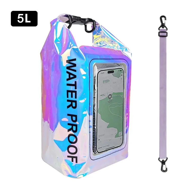 2L 5L Dry Bag Swimming Pack Touch Screen Outdoor Waterproof Kayak Storage Bag Trekking Drifting Rafting Surfing Boating Backpack