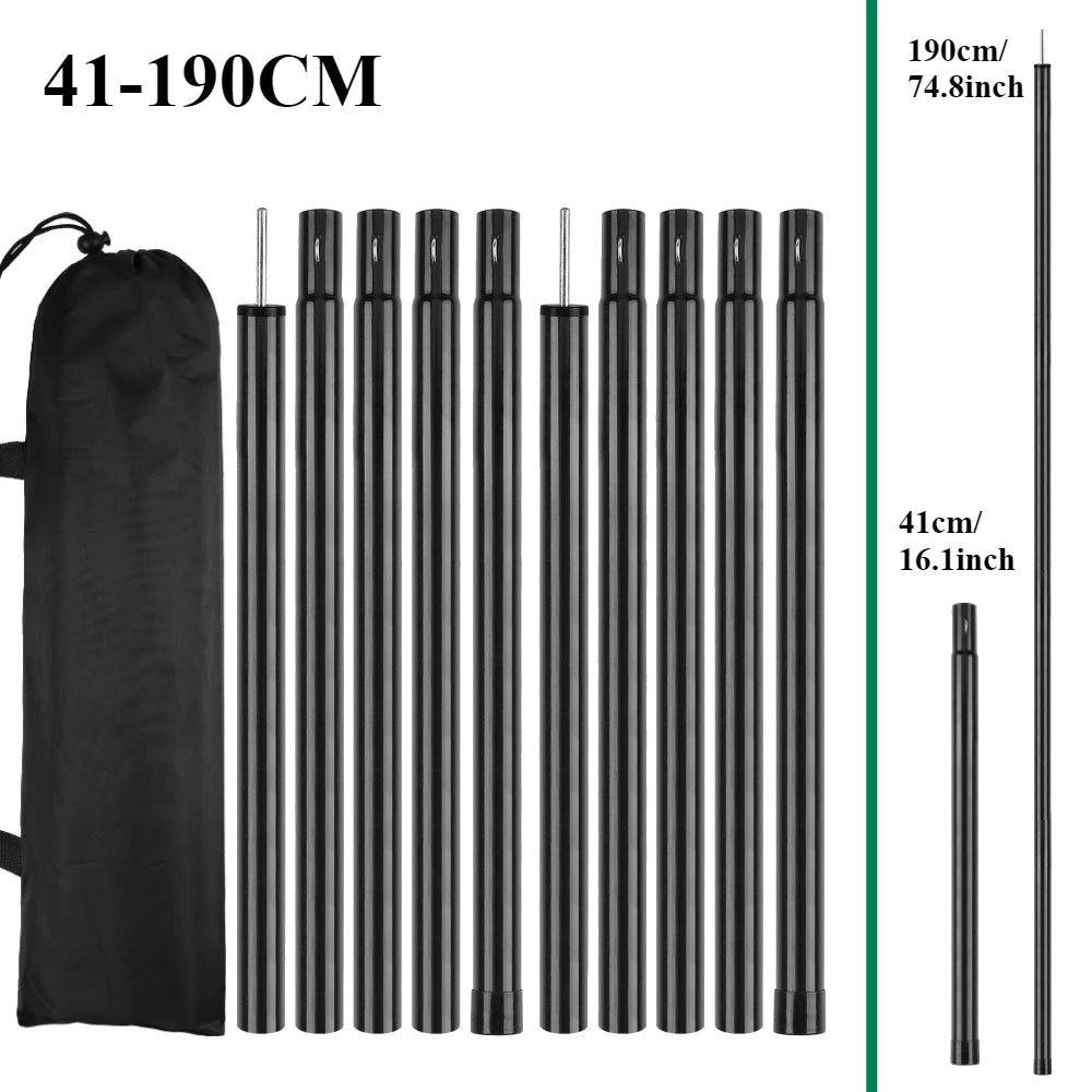Tent Poles Camping Poles for Tarp Awning Canopy Shelter Sun Sail Tarpaulin Headroom Galvanized Steel Adjustable Telescoping Rods