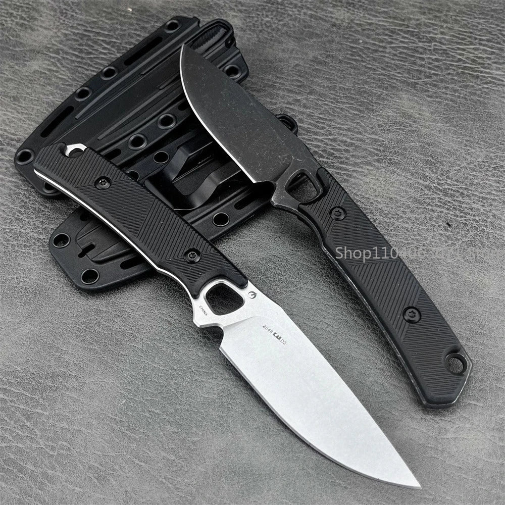 KS2048 Fixed Blade Knife Wilderness Hunting Tactical Straight Knife with Sheath Camping Utility Survival Tool Nylon Fiber Handle