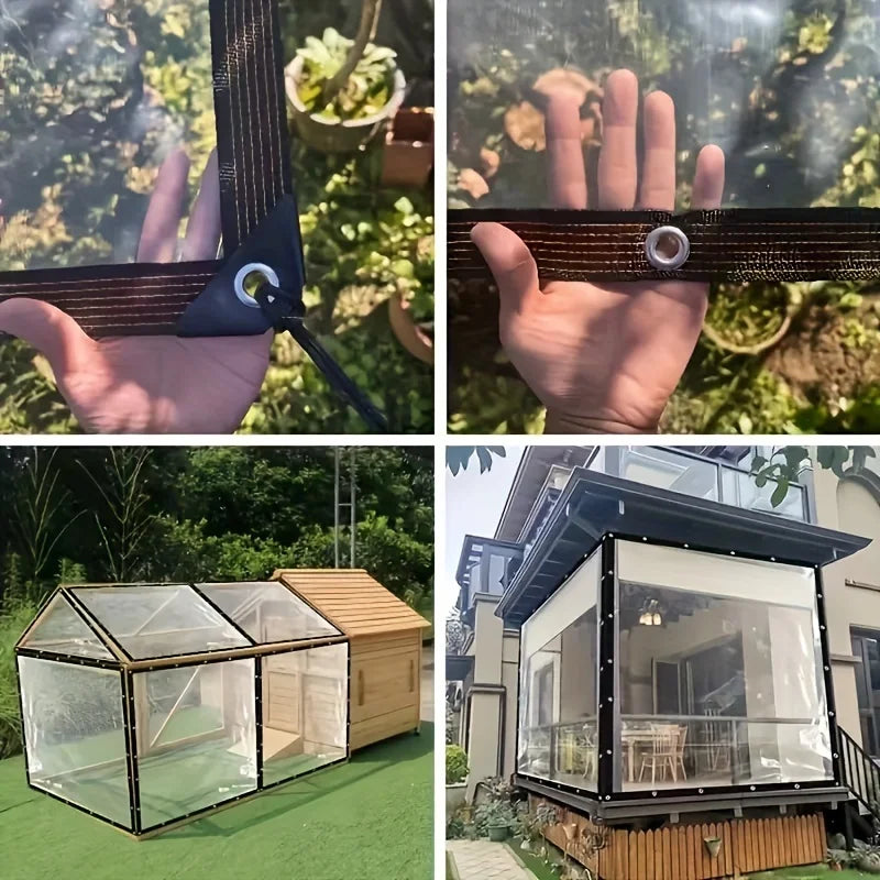 Heavy-Duty Clear Waterproof Canopy Tarp with Grommets  for Garden, Patio, Plant Greenhouse, Camping, Chicken Coop
