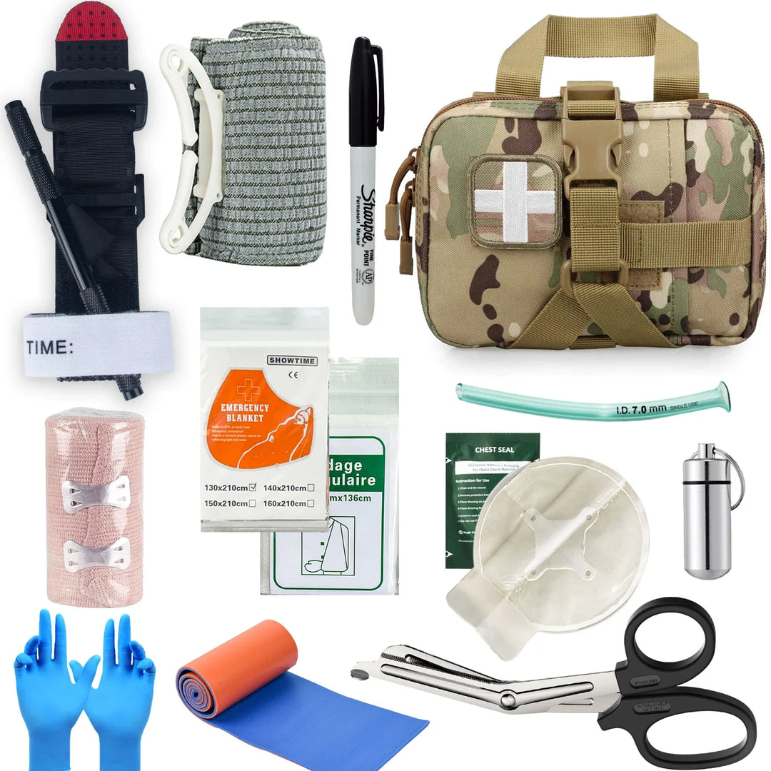 IFAK Trauma Kit First Aid Pouch Emergency Tourniquet Chest Seal Survival Gear and Equipment with Molle Car Travel Hiking