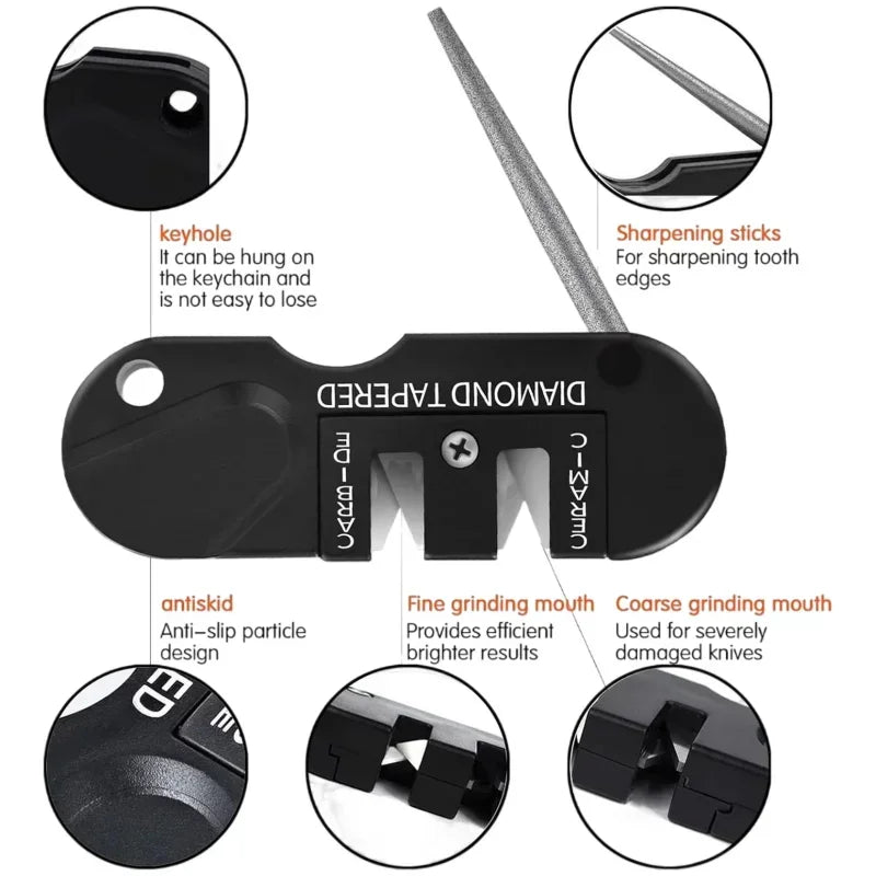 Mini Sharpener 4in1 Pocket Sharpener Multifunctional Outdoor Portable Tungsten Steel Knife Sharpener Tactical Survival Equipment