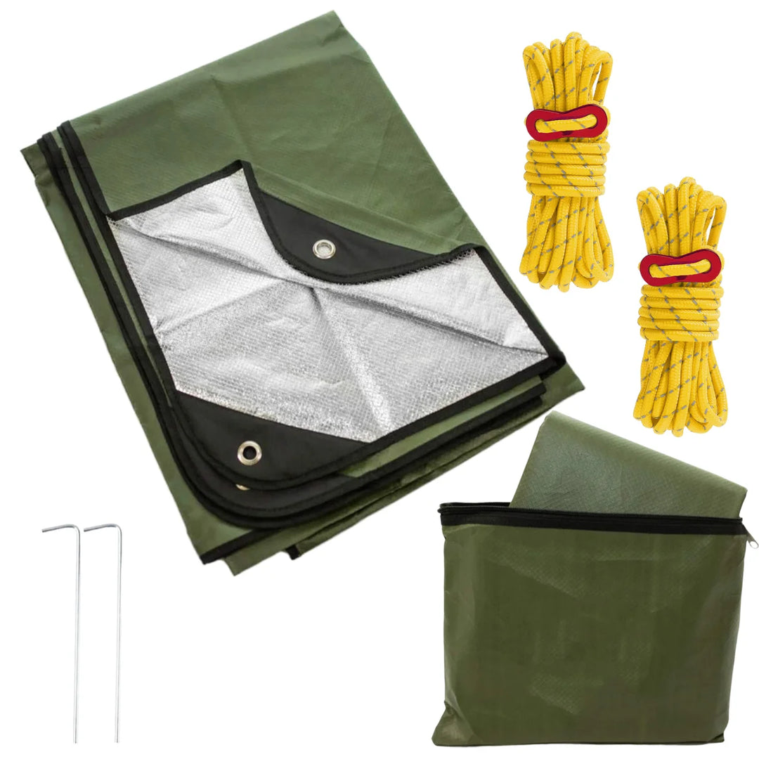 Heavy Duty Emergency Blanket Survival Gear Waterproof Insulated Blanket Emergency Tarp for Camping, Hiking, Bushcraft
