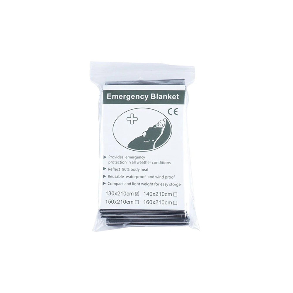 Emergency Blanket Outdoor Survive First Aid Military Outdoor Survive Rescue Kit Windproof Foil Thermal Blanket for Camping  Hiki