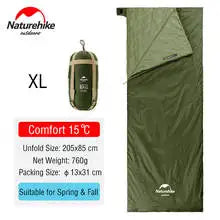 Naturehike Sleeping Bag LW180 Ultralight 3 Season Camping Hiking Sleeping Bags Outdoor Portable Waterproof Cotton Sleeping Bag