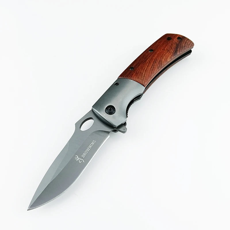 Stainless Steel Camping Folding Knife Multi Tool Survival Military Tactical Knife Hunting Fishing Wooden Handle