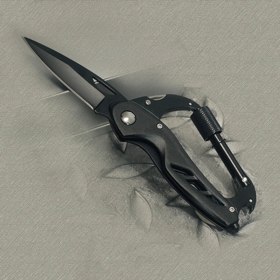 Multitool Carabiner with Pocket Knife, Bottle Opener, Window Breaker and Screwdriver, Survival Gear for Camping Hiking