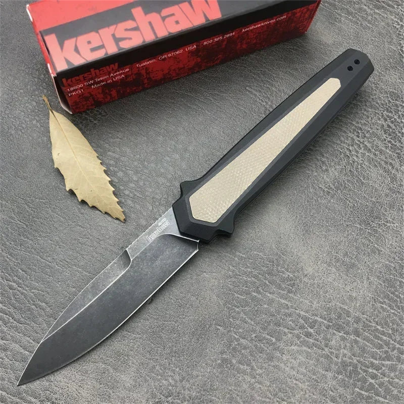 High Quality KS 7950 Pocket Knife 8Cr13Mov Stone Wash Blade Aluminum Handle Outdoor Tactical EDC Knives, Suitable for Camping