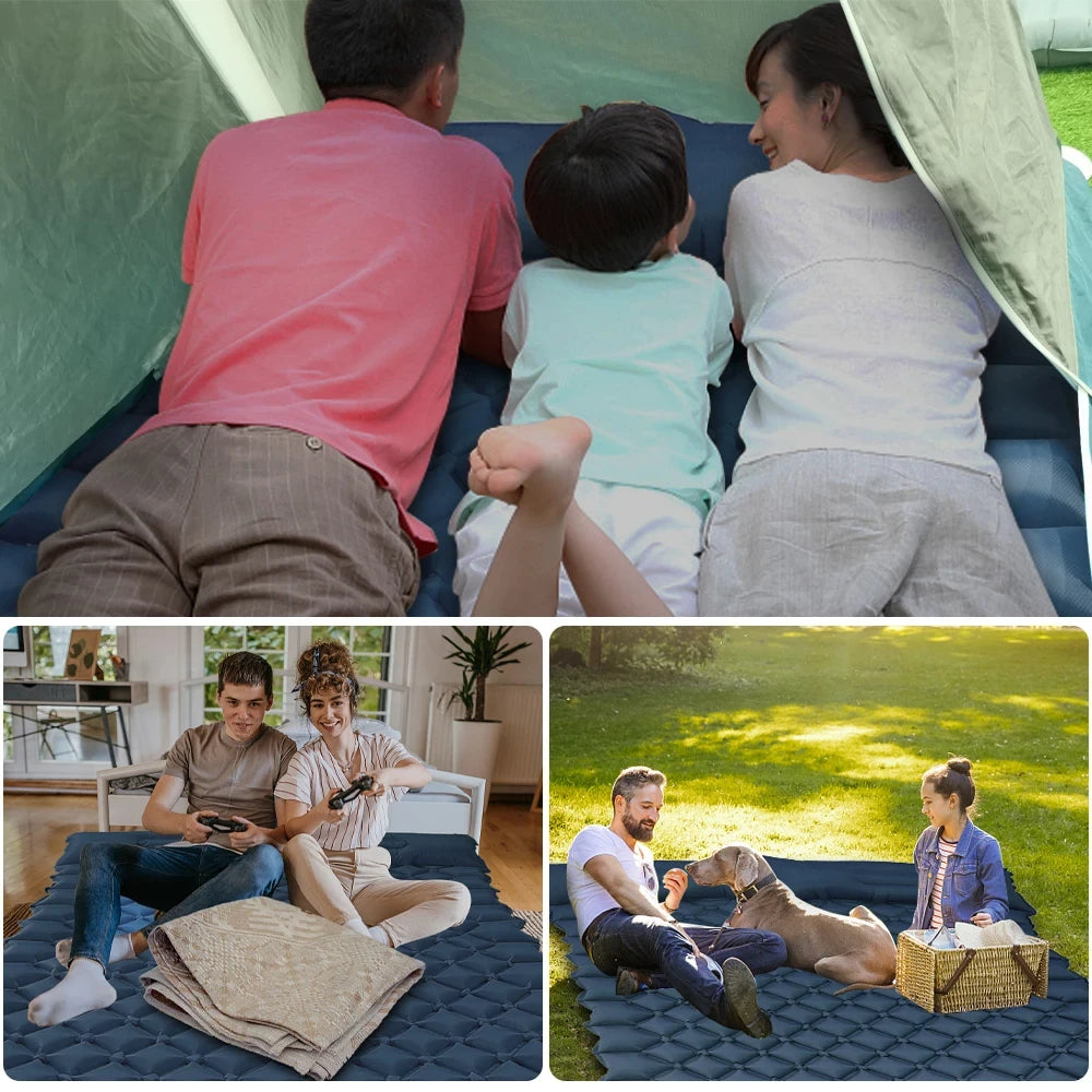 1/2 Person Inflatable Mattress Outdoor Camping Mat with Air Pillow Portable Air Mattress Waterproof Backpacking Sleeping Pad