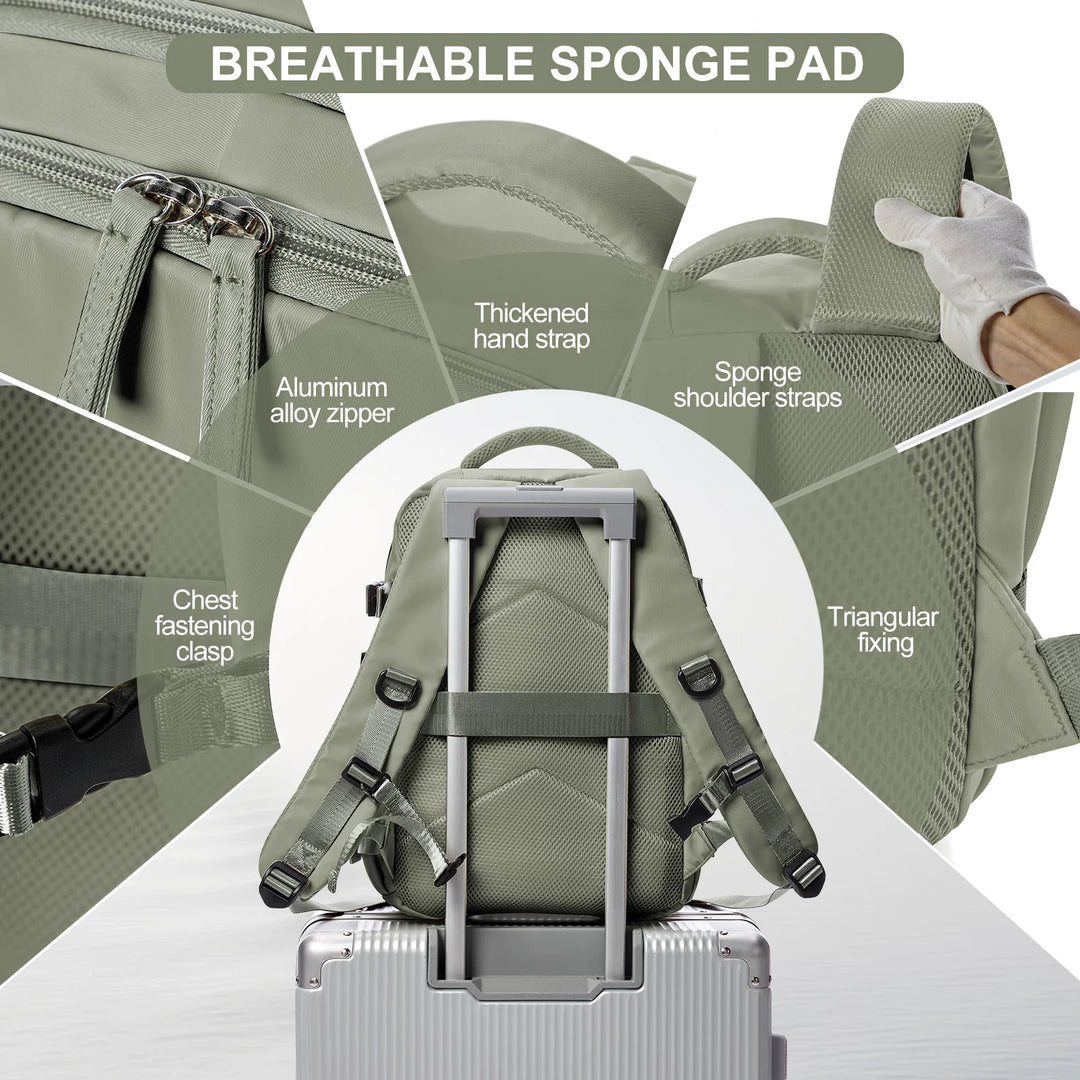 Cabin bag, 40*28*17cm, travel backpack men's backpack, boarding, lightweight, waterproof, business trip computer bag，army green.