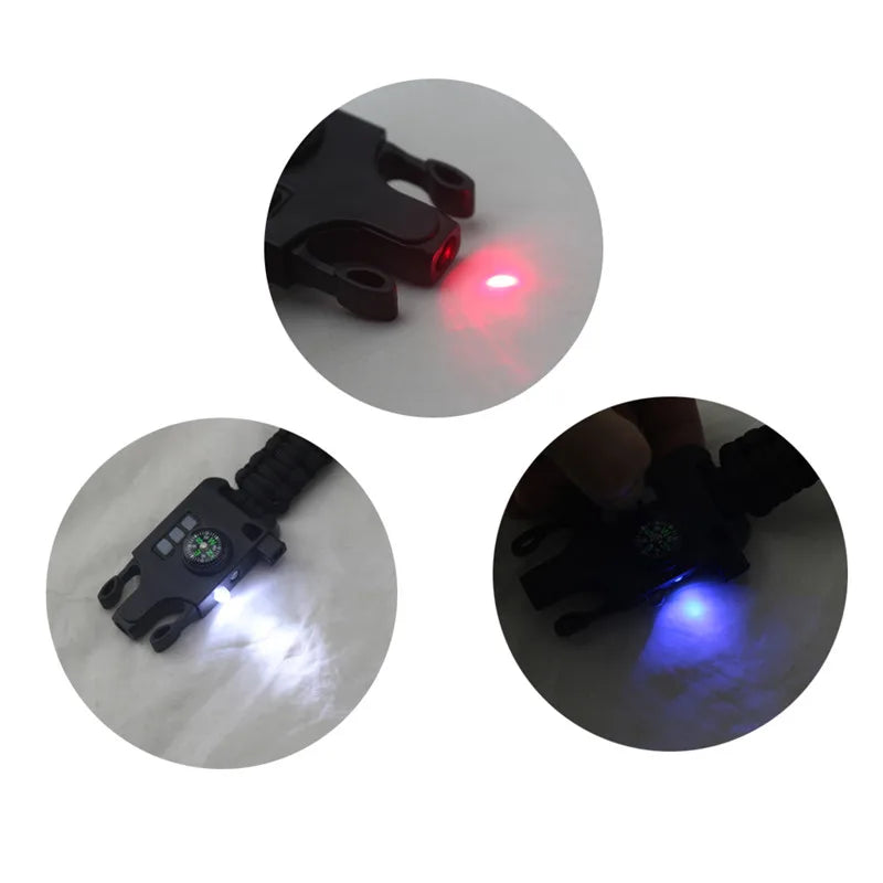 7 in 1 Laser Flashlight bracelet Buckle Wholesales Survival Paracord Bracelet Buckle Hand-woven Infrared Equipment Survive Tool
