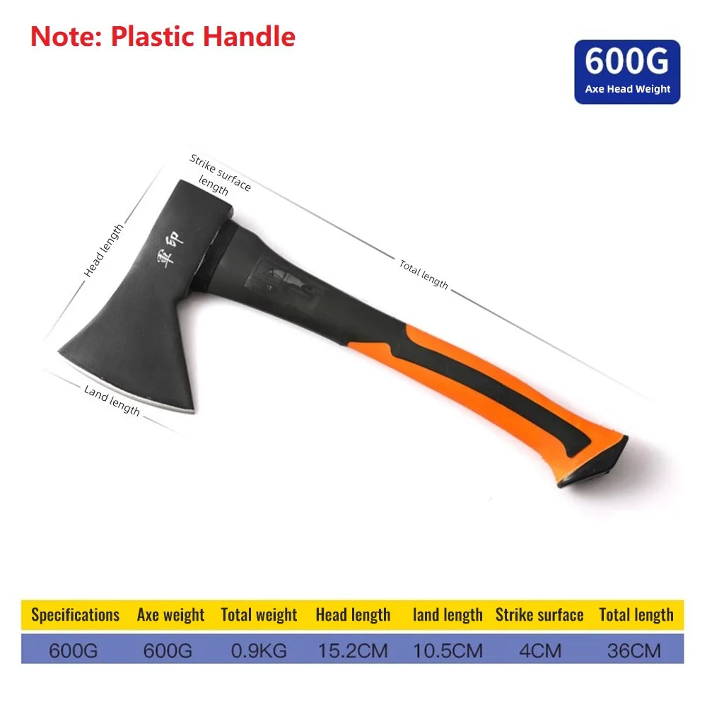 Steel Axe Woodworking Axe Wood Splitter Outdoor Camping Tree Chopping Logging Axe Household Stake Splitting Tool Mountain Axe