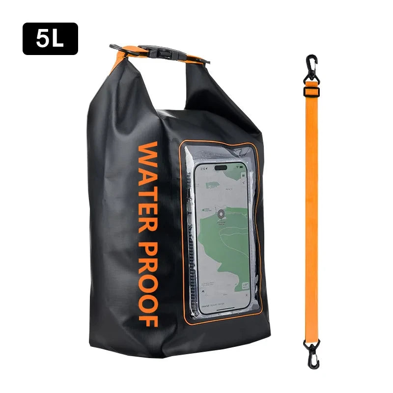 2L 5L Dry Bag Swimming Pack Touch Screen Outdoor Waterproof Kayak Storage Bag Trekking Drifting Rafting Surfing Boating Backpack