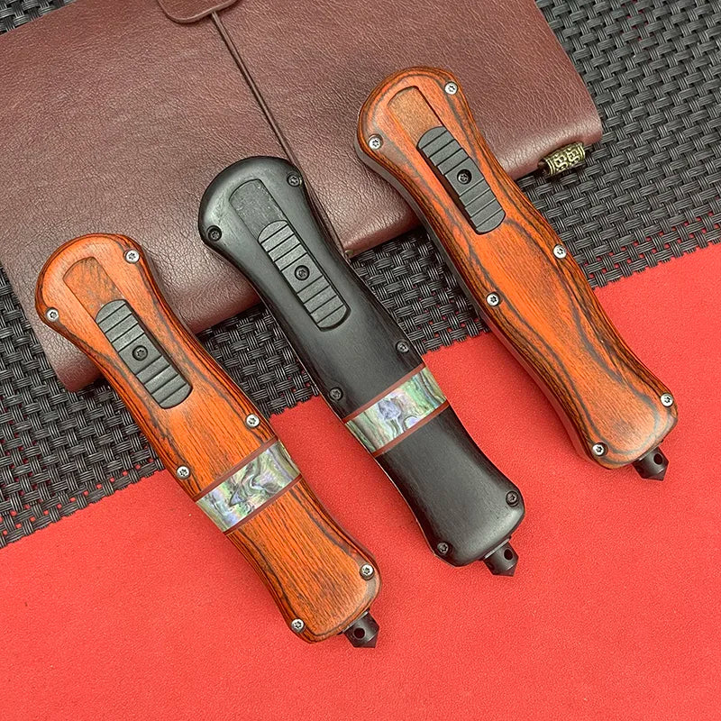 BM Knives 3300 Quick OTF A016 TechKnife 440C Steel wooD Handle EDc  camping survival Pocket knives