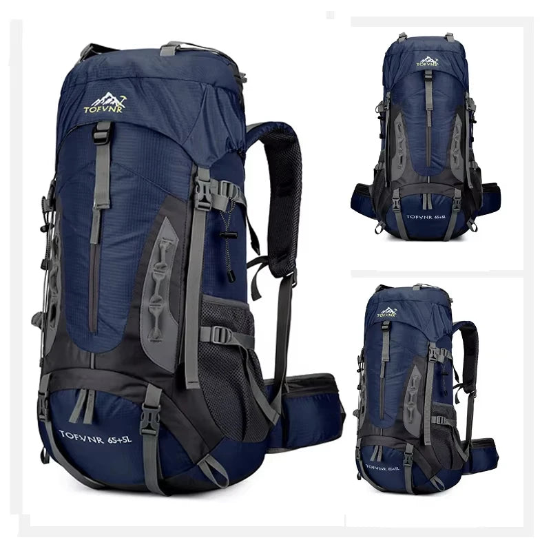70L Climbing Backpack Cycling Bag Men Large Capacity Cross-country Hiking Mountaineering Bags Waterproof Camping Travel Rucksack