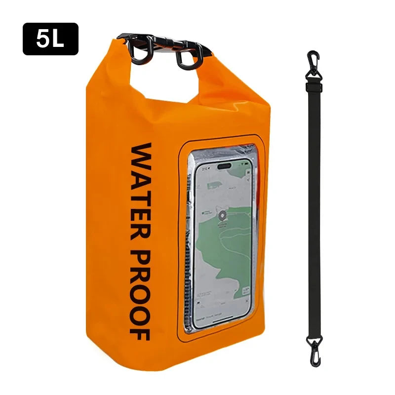 2L 5L Dry Bag Swimming Pack Touch Screen Outdoor Waterproof Kayak Storage Bag Trekking Drifting Rafting Surfing Boating Backpack