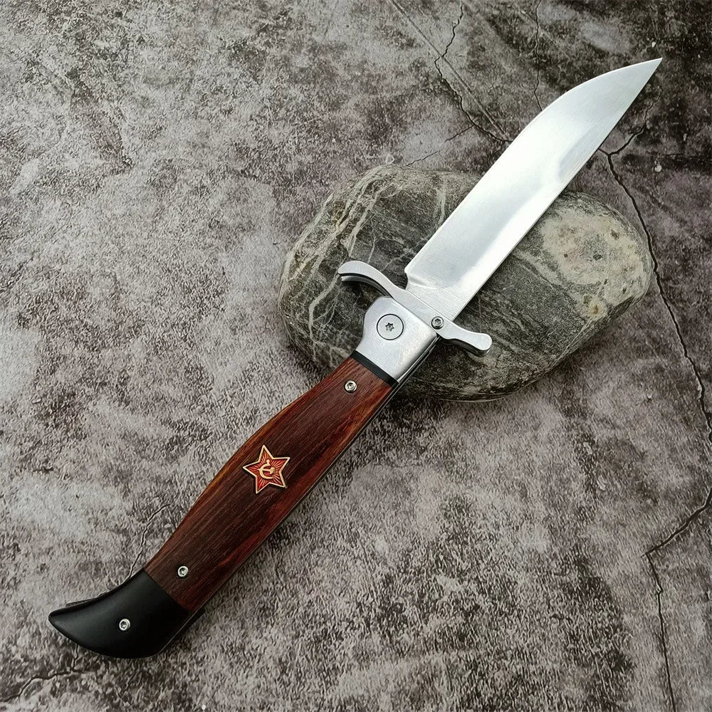 Russian Finka NKVD KGB Folding Knife 440C Blade Rosewood Handle Outdoor Hunting Camping Military Knives Tactical Pocket EDC Tool
