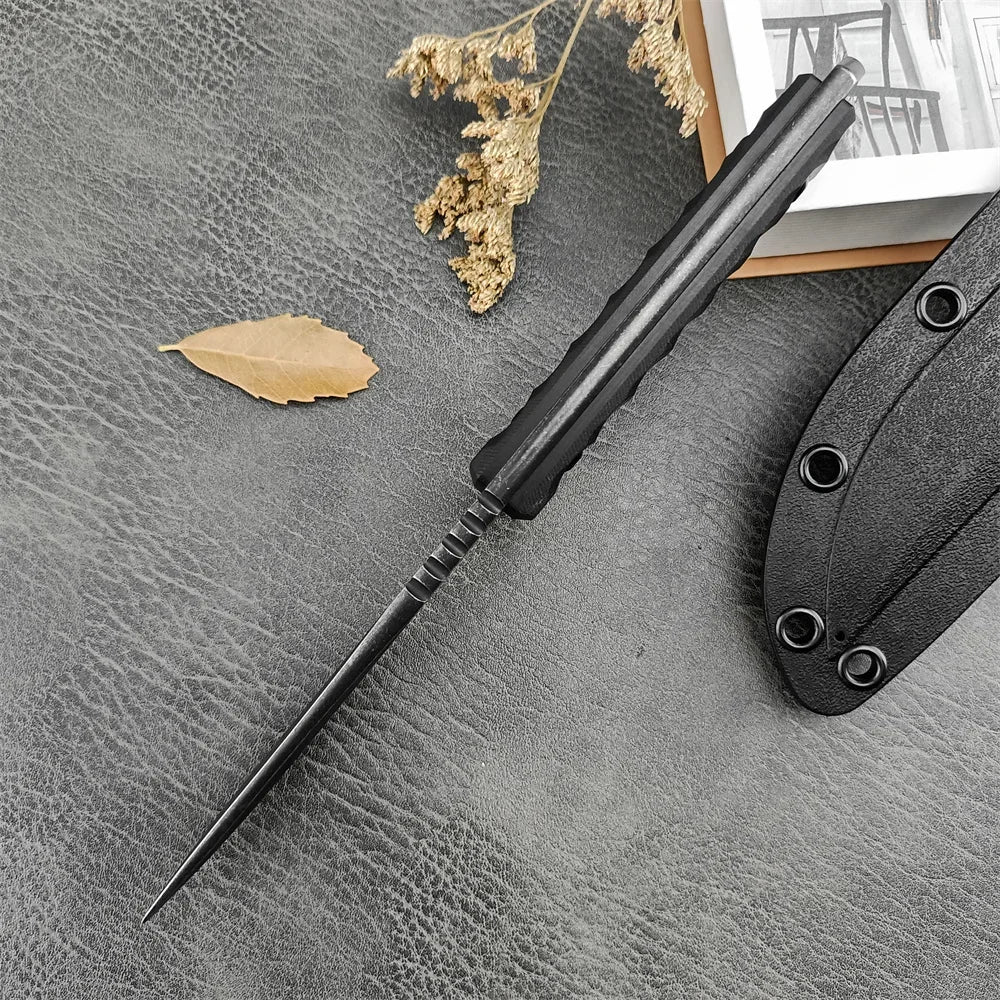 FX-634 Ryu Outdoor Fixed Blade Knife with Sheath D2 Stonewashed Tanto Blade Camping Hunting Survival Pocket Knives