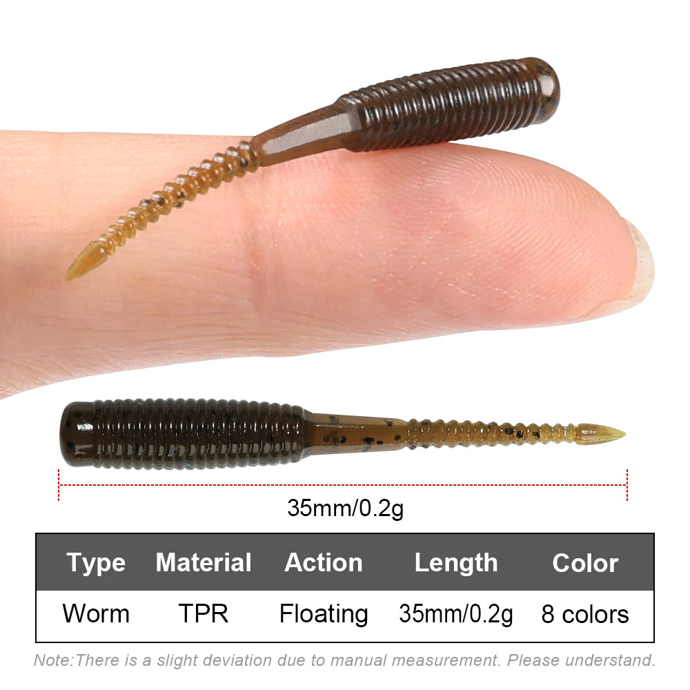 Spinpoler 20pcs/box Ajing Soft Fishing Lure 3.5cm Rockfish TPR Swimbaits Nightlight Worm Ice Jig Artificial Baits Bass Tackle