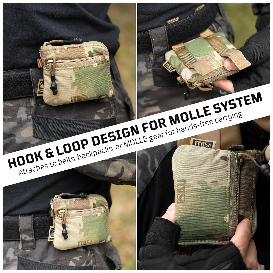 1TG TACTICAL Coin Purse, 500D Minimalist Wallet Change Purse ID Card Holder Money Pouch Tactical Bag with YKK Zipper-Camo