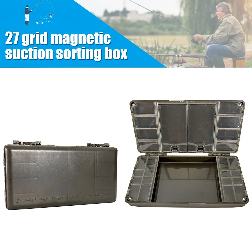 Fishing Tackle Storage Organizer Portable Fishing Accessories Box Magnetic Multipurpose Compartments Fishing Gear Accessories