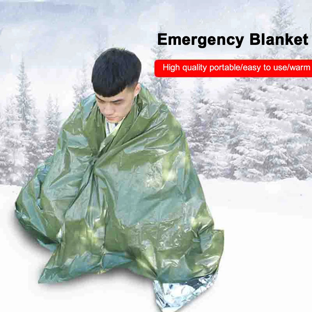 Emergency Blanket Outdoor Survive First Aid Military Rescue Kit Windproof Waterproof Foil Thermal Blanket for Camping Hiking