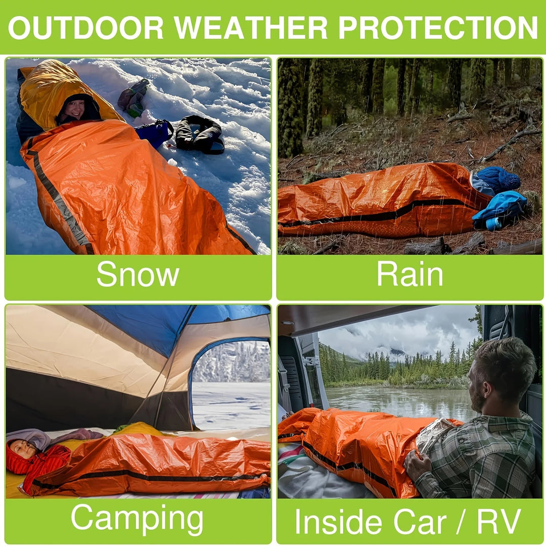 2 PCS Portable Insulated Sleeping Bags Emergency Shelter Camping Sleep Bag Travel