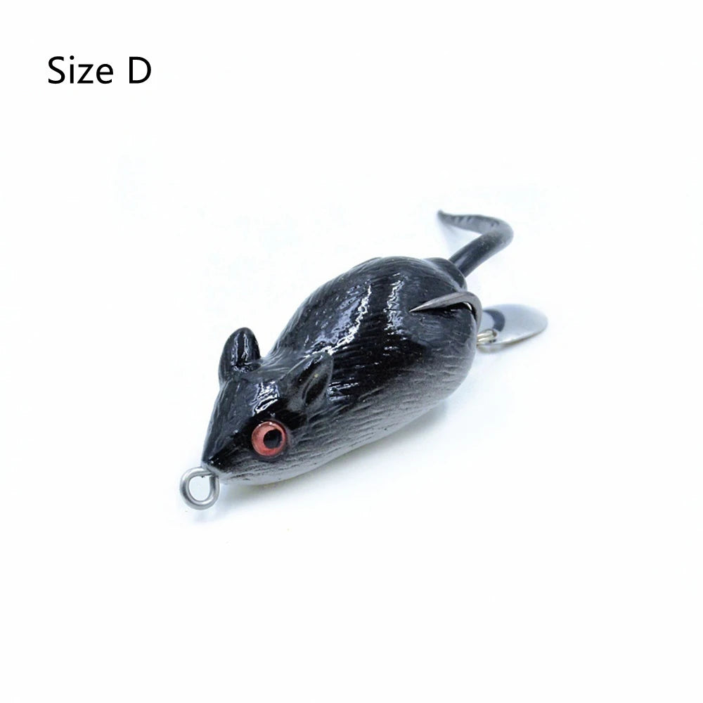5cm 3D Artificial Mouse Fishing Lure Soft Silicone Bionic Floating Baits Freshwater Double Hook Barb Thunder Frog Catfish Bait