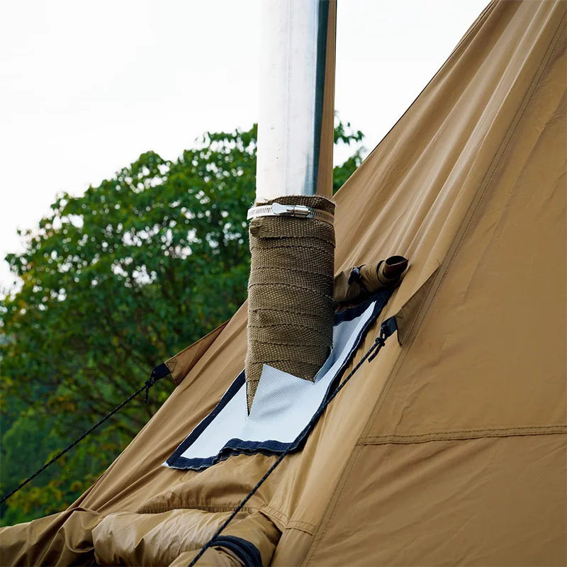 DIY Tent Stove Fireproof Ribbon With Adjustable 2 Clamps Exhaust Insulation Wrapping Gear Stove Tube Fireproof Pipe Wrap 5m*5cm
