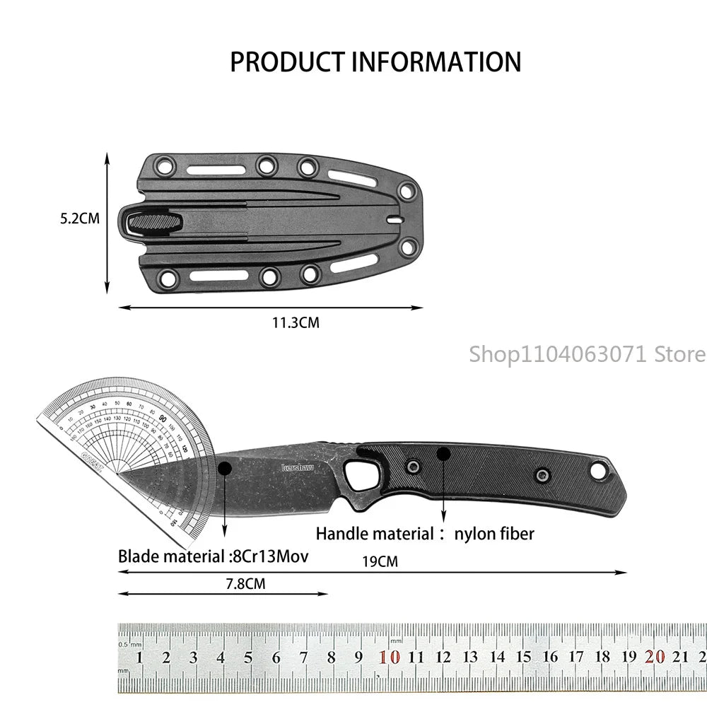 KS2048 Fixed Blade Knife Wilderness Hunting Tactical Straight Knife with Sheath Camping Utility Survival Tool Nylon Fiber Handle