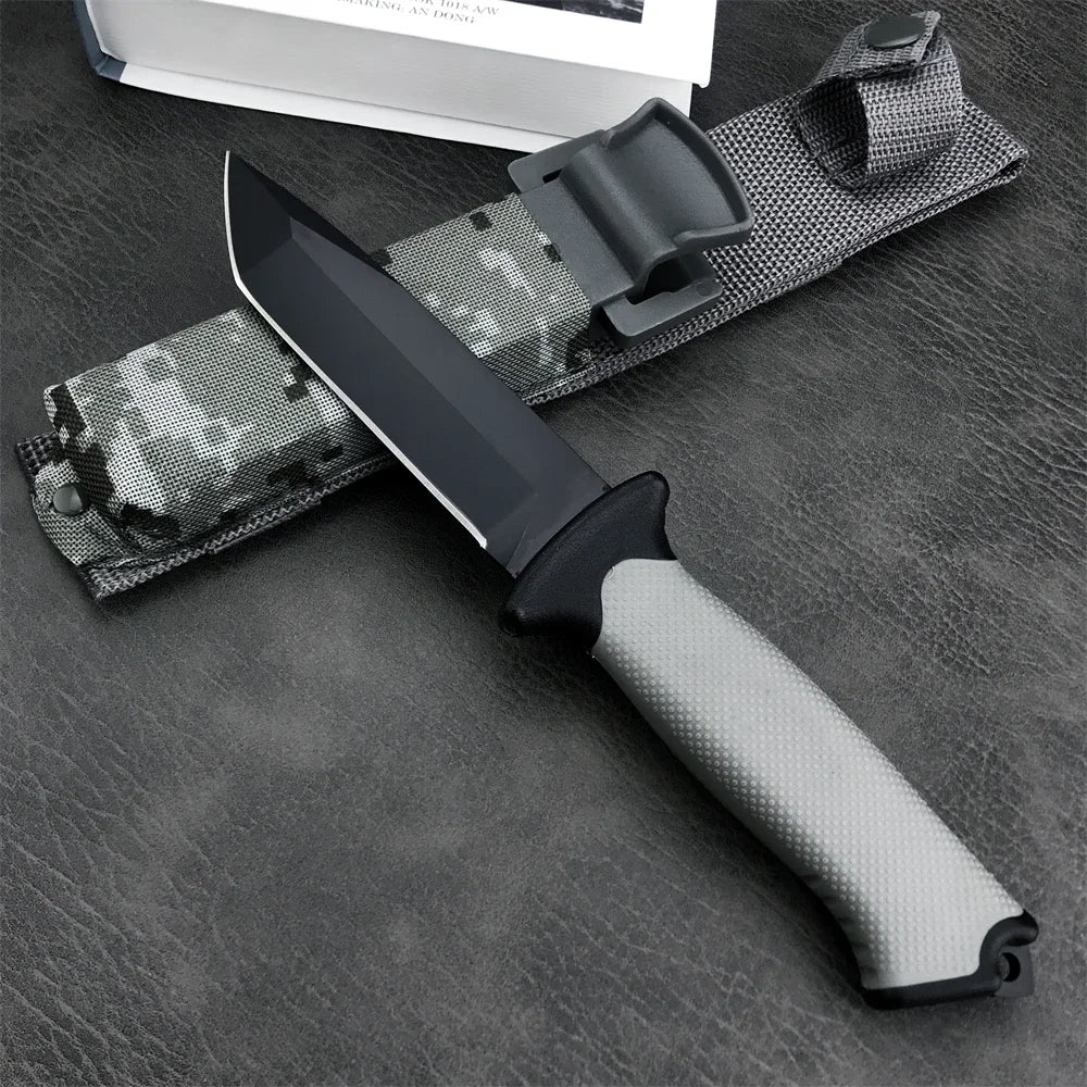 Gobo BG-9 Hunting Tactics Survival Mountaineering Rubber Handle Camping Cutting Defense Tool Gift Fixed Knife Tactical Sheath