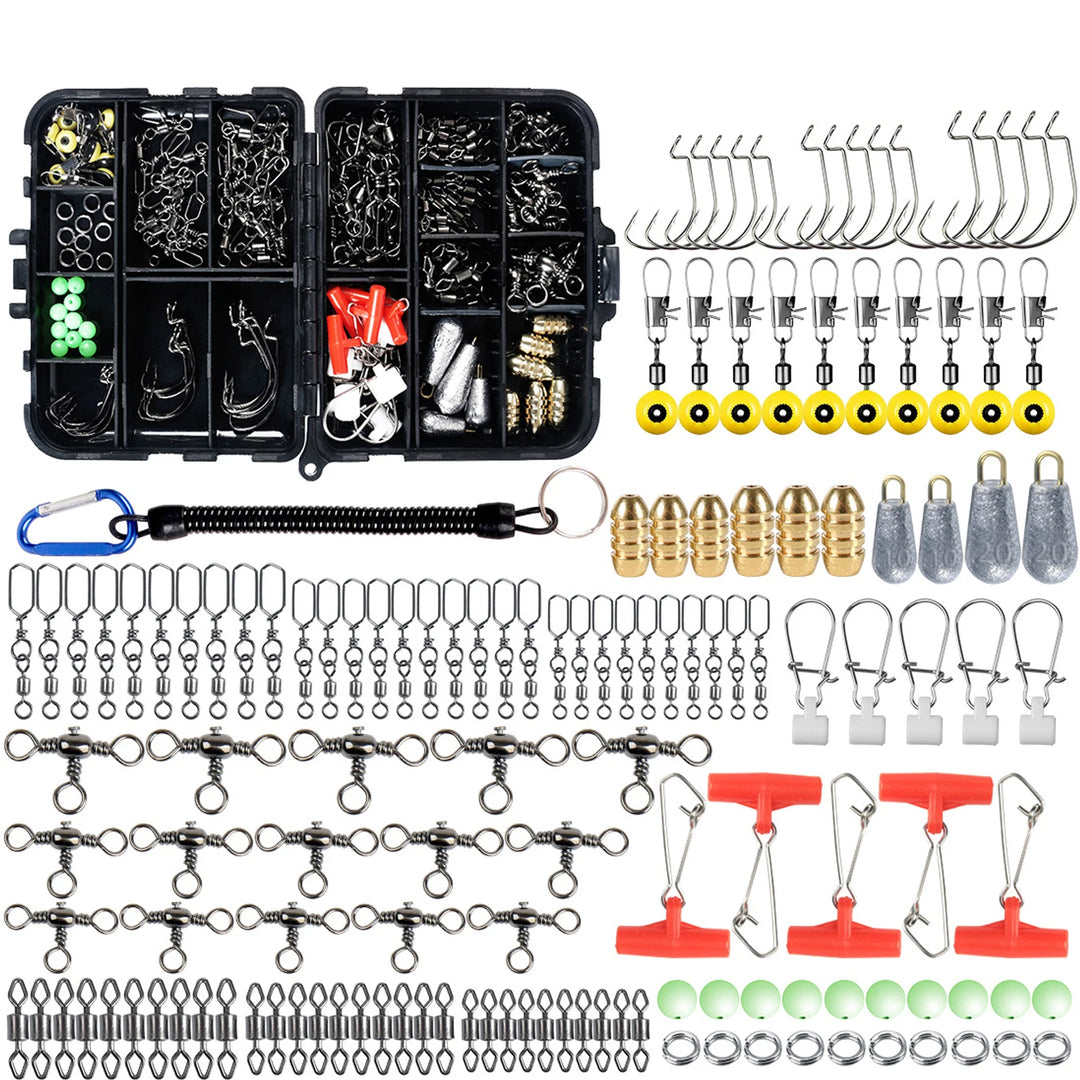 Fishing Tools Set Fishing Swivels Crank Hooks Sea Beans Drop Sinkers  Pin Fishing Tools Set Fishing Accessories Kit