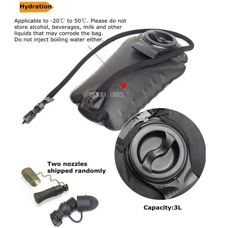 Outdoor Water Bladder Backpack Tactical Combat Training 3L Hydration Water Bladder Bags Hunting Hiking Mountaineering Water Bag
