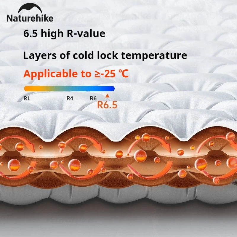 Naturehike R6.5 Inflatable Mat 10cm Thicken 20D Nylon TPU Ultralight Camping Tent Air Bed Warm Outdoor Hiking Sleeping Pad Bag