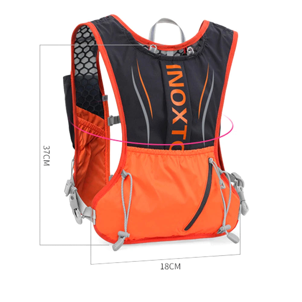 5L Hydration Vest Backpack Water Running Vest Pack w 1pc 1.5L Water Bladder and 2pcs 450ml Soft Water Bottles Cycling Backpack