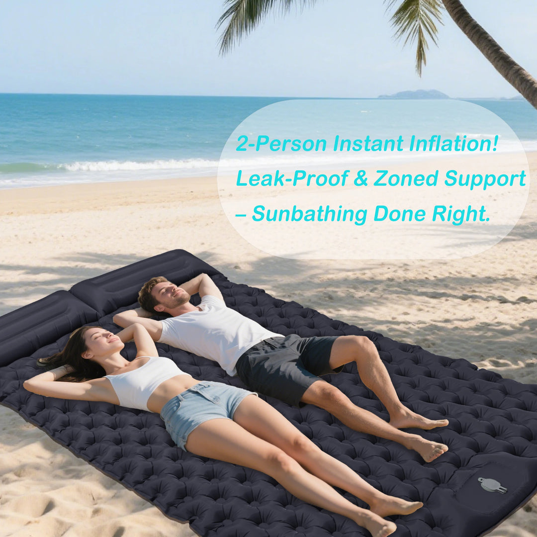 Double Dot Air Mattress for Couples, Inflatable Lounger Pad for Pool/Beach/Camping, Portable Tpu Bed