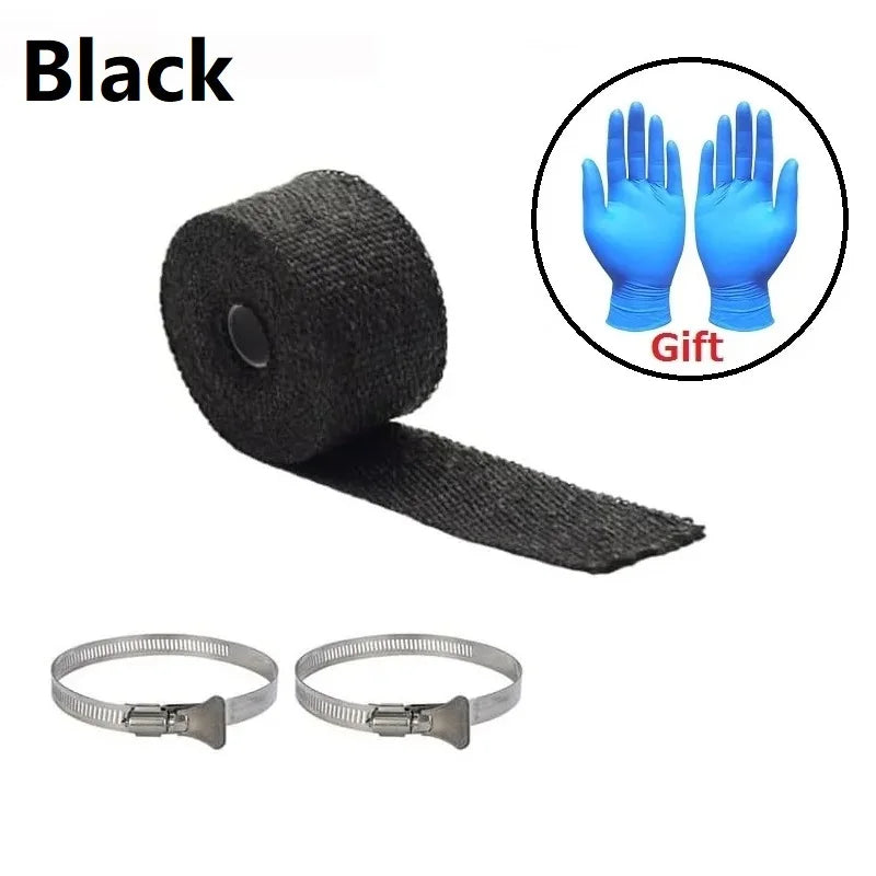DIY Tent Stove Fireproof Ribbon With Adjustable 2 Clamps Exhaust Insulation Wrapping Gear Stove Tube Fireproof Pipe Wrap 5m*5cm