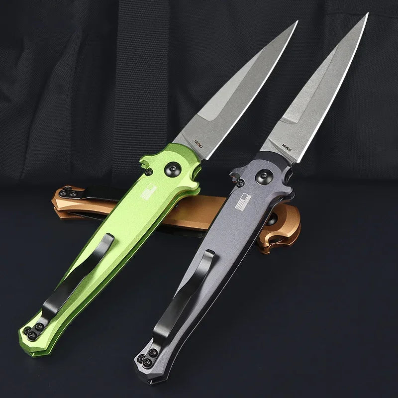 KS 7150 Folding Knife  Outdoor Pocket Knives D2 Blade Aluminum Inlaid Carbon Fiber Handle EDC Camping Hiking Survival Knives