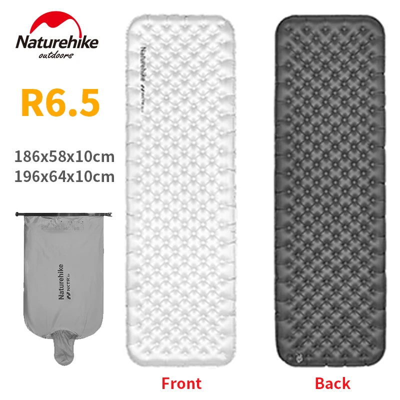 Naturehike R6.5 Inflatable Mat 10cm Thicken 20D Nylon TPU Ultralight Camping Tent Air Bed Warm Outdoor Hiking Sleeping Pad Bag