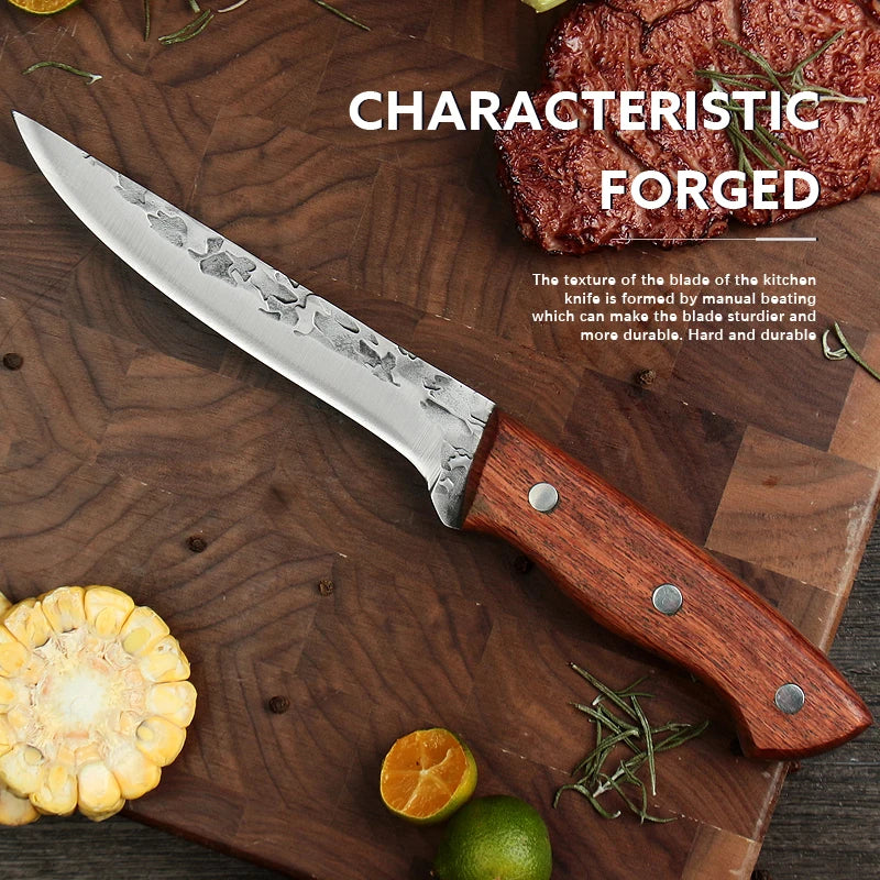 Boning Knife Handmade Forged High-carbon Clad Steel Kitchen Knives Cleaver Filleting Slicing Broad Butcher Knife Faca