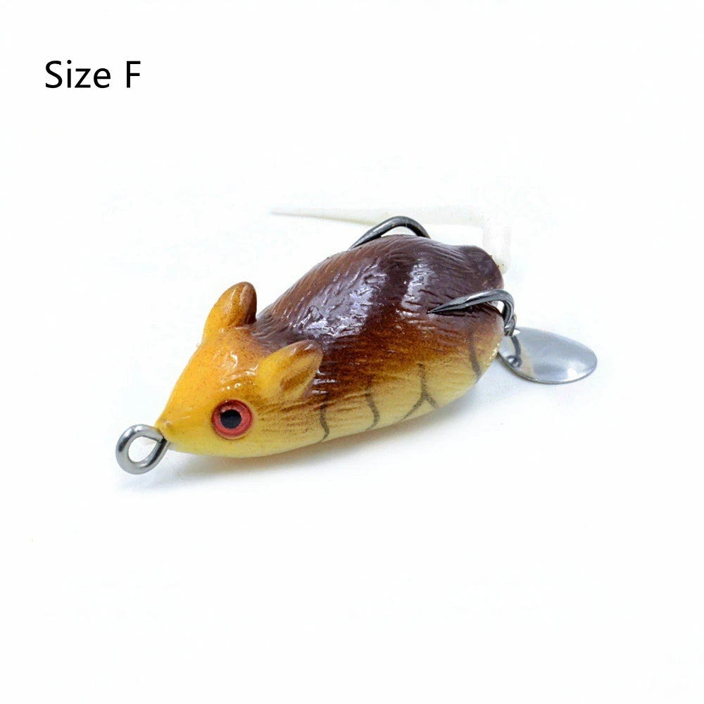 5cm 3D Artificial Mouse Fishing Lure Soft Silicone Bionic Floating Baits Freshwater Double Hook Barb Thunder Frog Catfish Bait