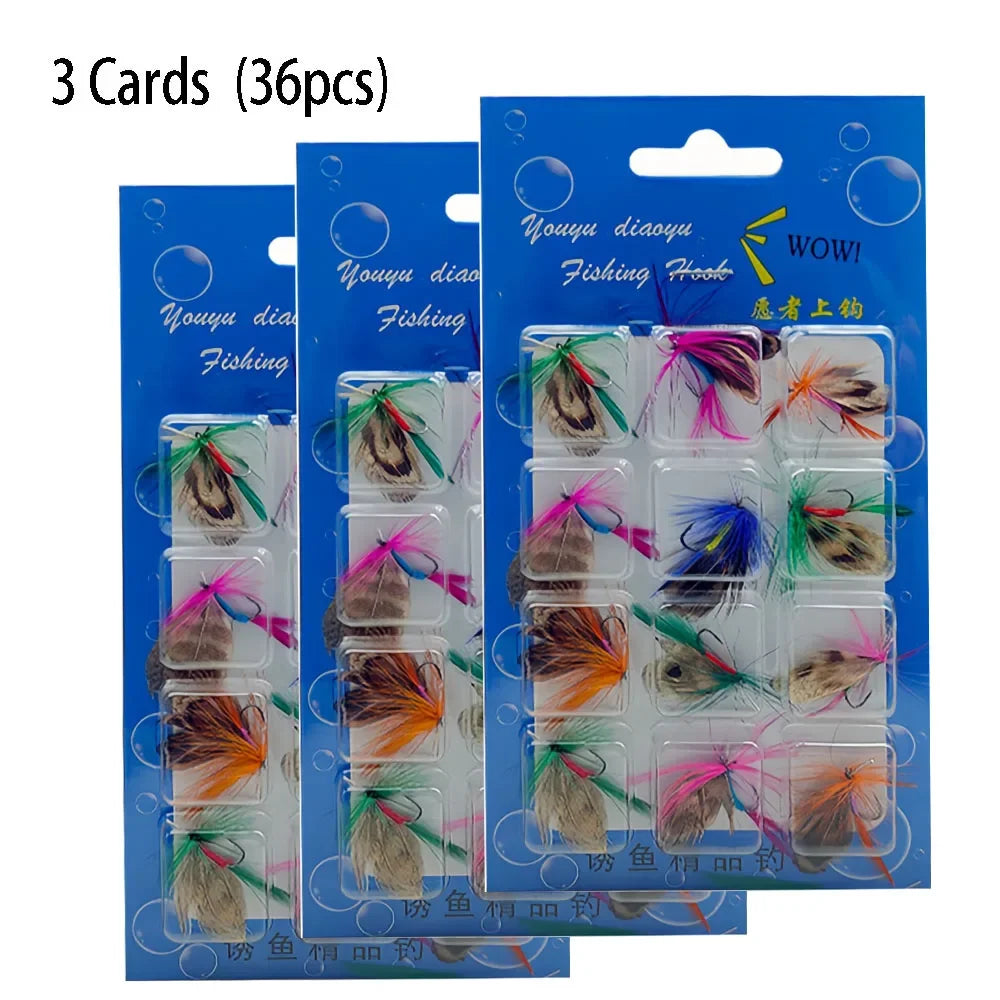 Dry Wet Flies Fly Fishing Lure Hooks Fly Streamers Nymphs Flies Fly Artificial Bait Hooks for Bass Trout Salmon