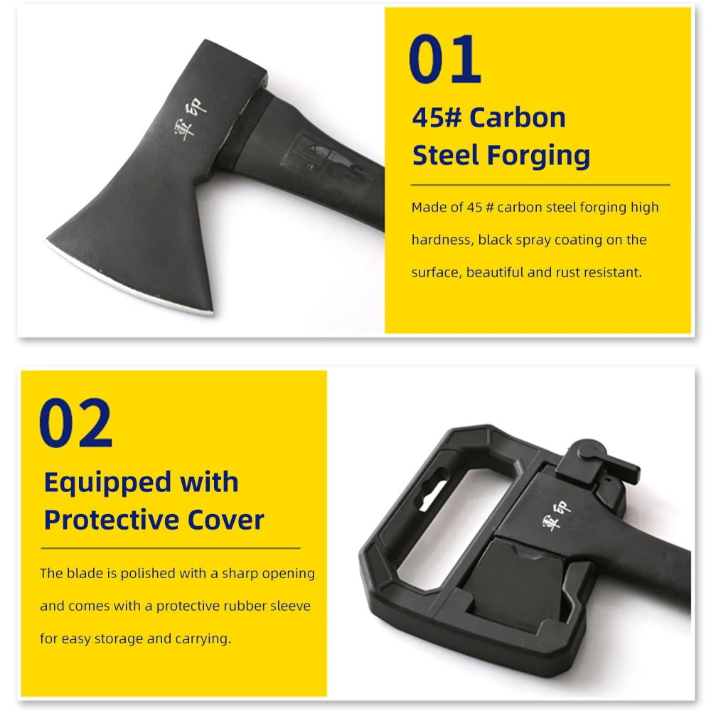 Mountain Axe Steel Axe Woodworking Axe Wood Splitter Outdoor Camping Tree Chopping Logging Axe Household Stake Splitting Tool