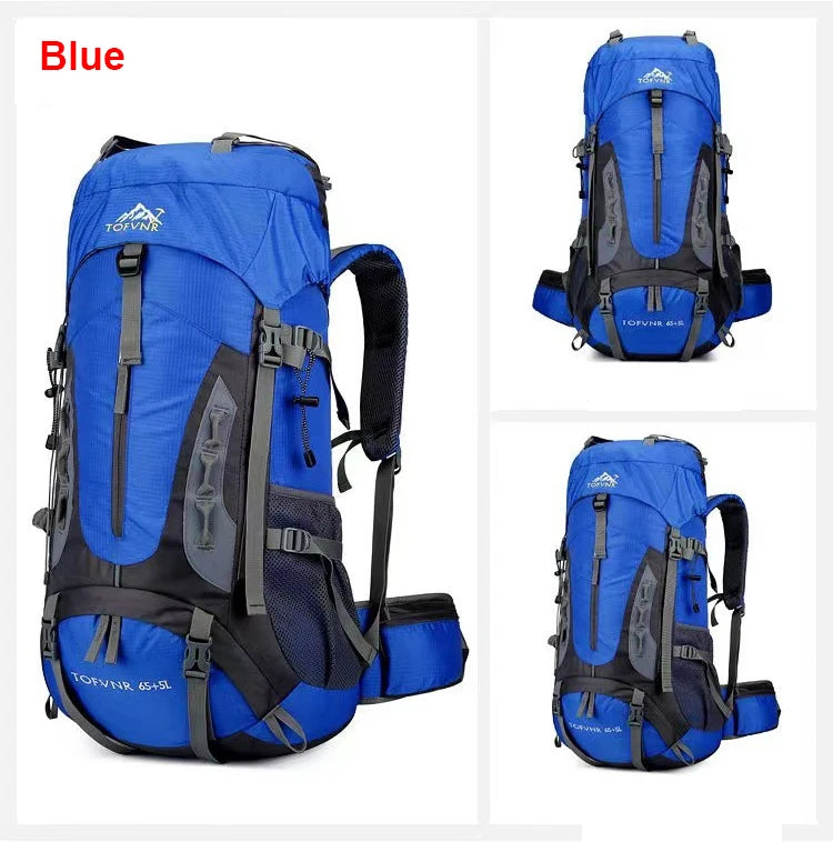 70L Climbing Backpack Cycling Bag Men Large Capacity Cross-country Hiking Mountaineering Bags Waterproof Camping Travel Rucksack
