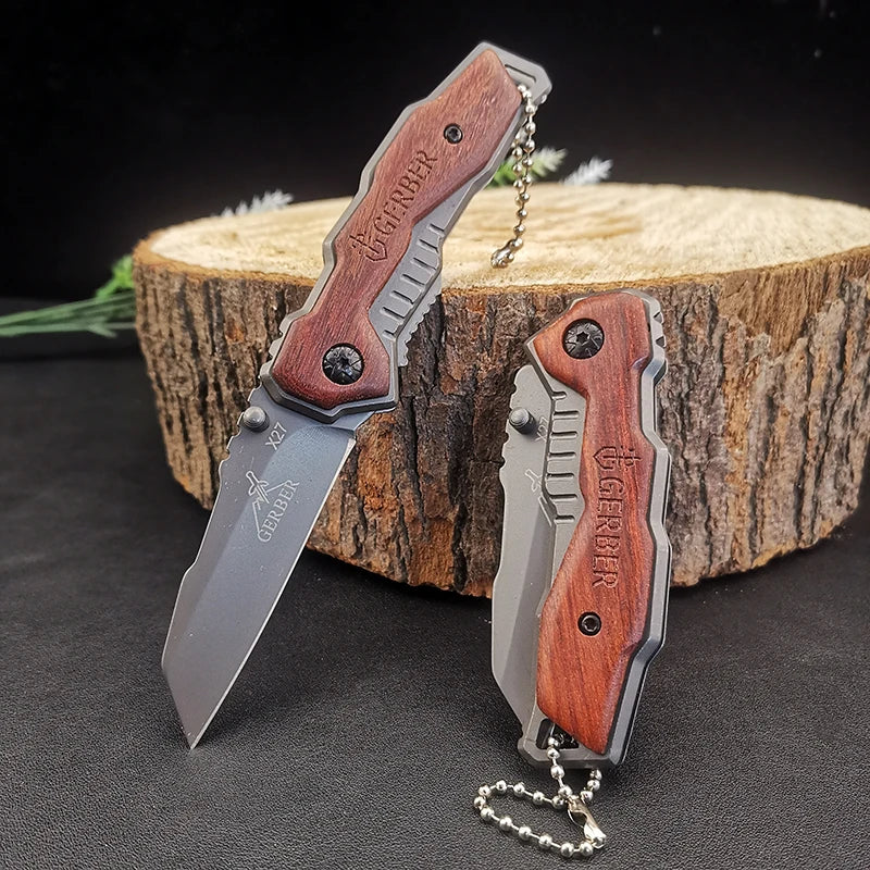 Camping portable survival folding knife with multi-functional EDC pocket blade and sharp fruit knife for hunting, fishing and cu